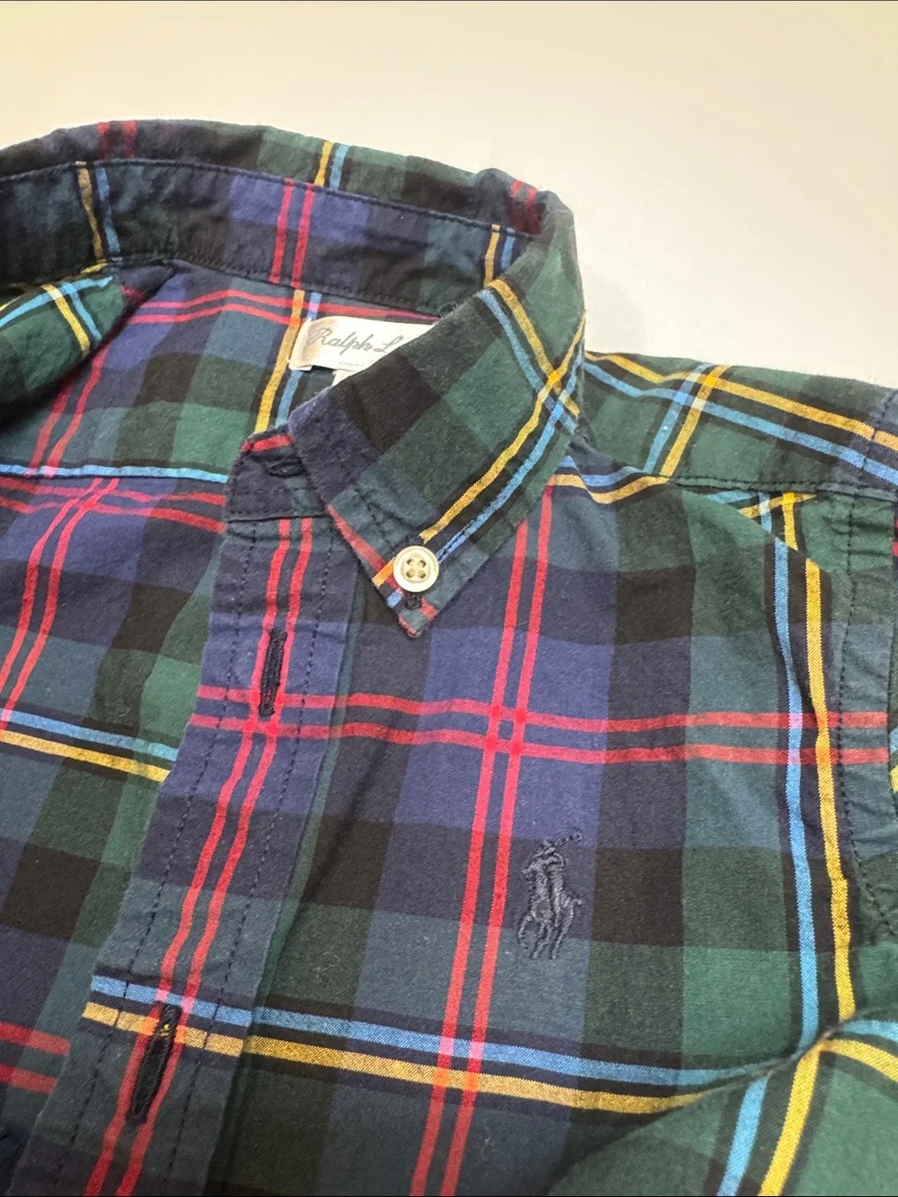 Ralph Lauren children’s Classic Plaid Button-Down Shirt - Green Multi